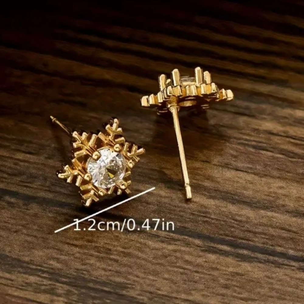 Snowflake Studs Copper 18K Gold Plated